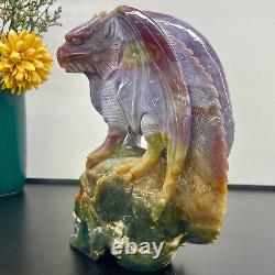 3.96LB ocean jasper hand carved eagle quartz crystal decoration healing rare