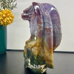 3.96LB ocean jasper hand carved eagle quartz crystal decoration healing rare