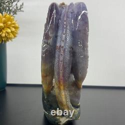 3.96LB ocean jasper hand carved eagle quartz crystal decoration healing rare