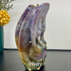 3.96LB ocean jasper hand carved eagle quartz crystal decoration healing rare