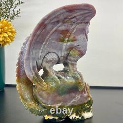 3.96LB ocean jasper hand carved eagle quartz crystal decoration healing rare