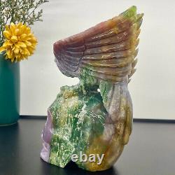 3.9LB ocean jasper hand carved eagle quartz crystal decoration healing rare