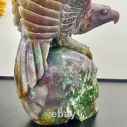 3.9LB ocean jasper hand carved eagle quartz crystal decoration healing rare