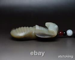 3 China antique Natural Hetian Jade Purely hand-carved Eagle God Jade Pendant