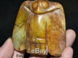 3 Chinese Hong Shan Culture Old Jade Hand Carved Eagle Owl Birds Gua Jian