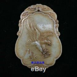 3 Chinese antique 100% Natural handcarved hetian jade eagle statue Pendant