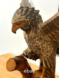 31.5 Exclusiv! Vintage big beautiful Hand Carved Wood Eagle Figure Statue USSR
