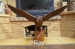31 Exclusiv! Vintage big beautiful Hand Carved Wood Eagle Figure Statue USSR