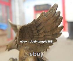 32 CM Chinese Art Deco Bronze Wing Lanneret Hawk Eagle Art ornament Sculpture