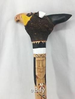 32 Hand Carved Root Club Native American Eagle