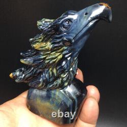 323g Natural Crystal. Tiger's-eye. Hand-carved. Exquisite eagle head statues62