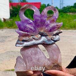 334G Natural Dream Amethyst Hand Carved Eagle Pattern Care