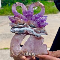 334G Natural Dream Amethyst Hand Carved Eagle Pattern Care