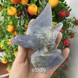 340g Natural Geode Agate Quartz Hand Carved Crystal Eagle Skull Reiki Gem Decor