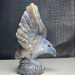 355G Natural Crystal Mineral Specimen. Ocean Jasper. Hand-carved Eagle. Statue. IA