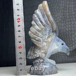 355G Natural Crystal Mineral Specimen. Ocean Jasper. Hand-carved Eagle. Statue. IA