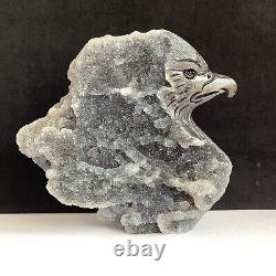371g Natural crystal mineral specimen, sphalerite, hand-carved eagle collection
