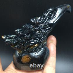 378g Natural Crystal. Tiger's-eye. Hand-carved. Exquisite eagle head statues67