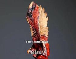 38.3 cm India natural Lobular red sandalwood Wing Lanneret Hawk Eagle sculpture