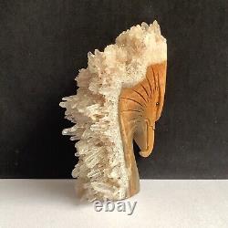 386g Natural quartz crystal cluster mineral specimen, hand-carved the eagle gift