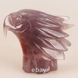 4.1 Natural Geode Agate Quartz Crystal Hand Carved Eagle Head Animal 461g