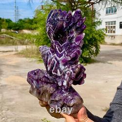 4.11LB Natural Dream Amethyst Crystal Hand Carved Eagle Healing