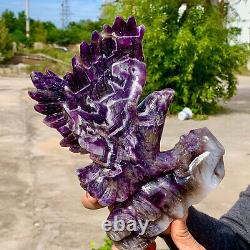 4.11LB Natural Dream Amethyst Crystal Hand Carved Eagle Healing