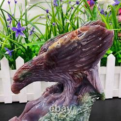 4.14LB ocean jasper hand carved eagle quartz crystal decoration healing rare