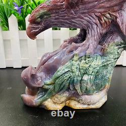 4.14LB ocean jasper hand carved eagle quartz crystal decoration healing rare