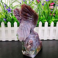 4.14LB ocean jasper hand carved eagle quartz crystal decoration healing rare