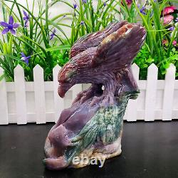 4.14LB ocean jasper hand carved eagle quartz crystal decoration healing rare