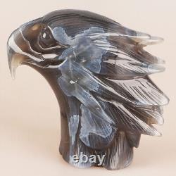 4.3 Natural Geode Agate Quartz Crystal Hand Carved Eagle Head Animal 588g