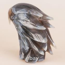 4.3 Natural Geode Agate Quartz Crystal Hand Carved Eagle Head Animal 588g