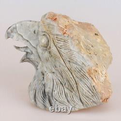 4.3 Natural Silver Leaf Jasper Quartzl Hand Carved Eagle Animal Healing 933g