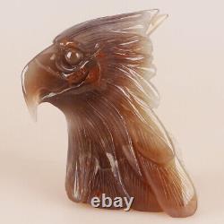 4.4 Natural Geode Agate Quartz Crystal Hand Carved Eagle Head Animal 521g