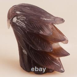 4.5 Natural Geode Agate Quartz Crystal Hand Carved Eagle Head Animal 500g
