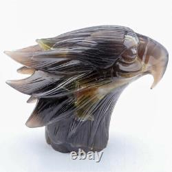 4.6 High Natural Geode Agate Crystal Hand Carved Eagle skull, Realistic Healing
