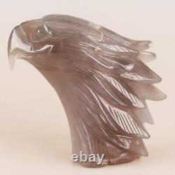 4.6 Natural Geode Agate Quartz Crystal Hand Carved Eagle Head Animal 612g