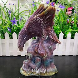 4.67LB ocean jasper hand carved eagle quartz crystal decoration healing rare