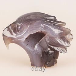 4.7 Natural Geode Agate Quartz Crystal Hand Carved Eagle Head Animal 510g