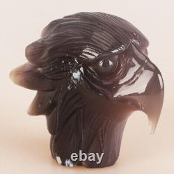 4.7 Natural Geode Agate Quartz Crystal Hand Carved Eagle Head Animal 510g