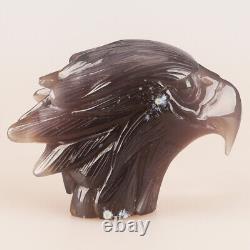 4.7 Natural Geode Agate Quartz Crystal Hand Carved Eagle Head Animal 510g