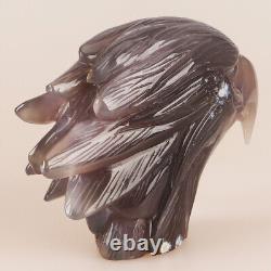 4.7 Natural Geode Agate Quartz Crystal Hand Carved Eagle Head Animal 510g