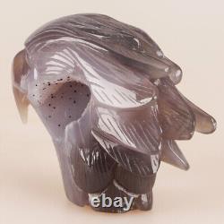 4.7 Natural Geode Agate Quartz Crystal Hand Carved Eagle Head Animal 510g