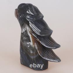 4.7 Natural Geode Agate Quartz Crystal Hand Carved Eagle Head Animal 609g