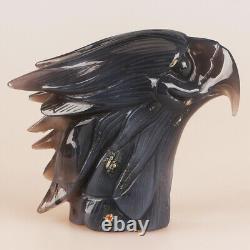 4.7 Natural Geode Agate Quartz Crystal Hand Carved Eagle Head Animal 610g