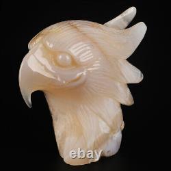 4.7 Natural Geode Agate Quartz Crystal Hand Carved Eagle Head Animal 626g