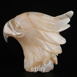 4.7 Natural Geode Agate Quartz Crystal Hand Carved Eagle Head Animal 626g
