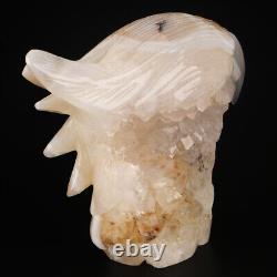 4.7 Natural Geode Agate Quartz Crystal Hand Carved Eagle Head Animal 626g