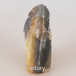 4.7 Natural Geode Agate Quartz Crystal Hand Carved Eagle Head Animal 650g